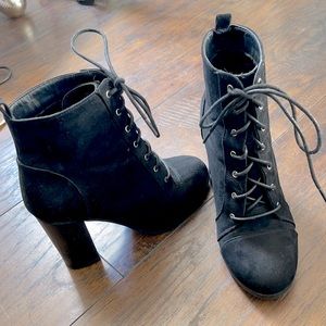 Black lace up booties